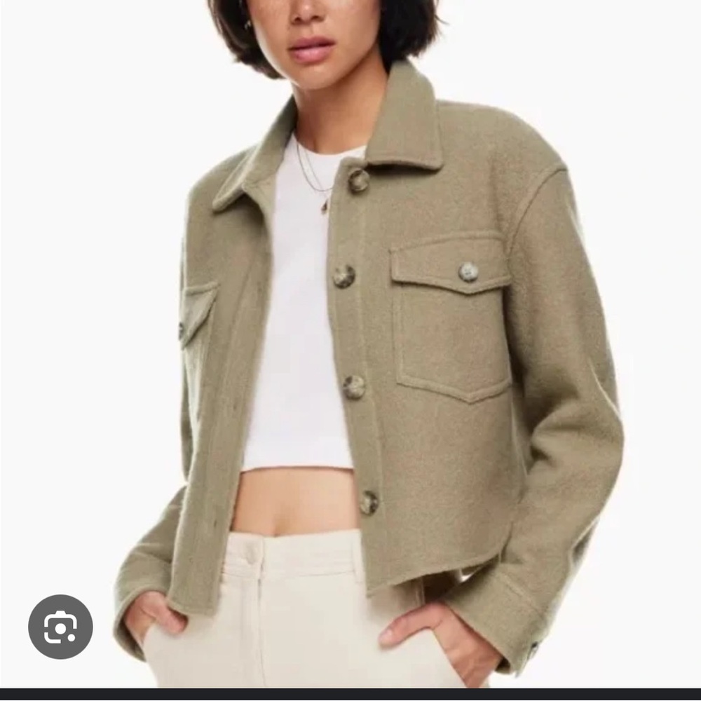 Wilfred Free Ganna Cropped Jacket 100% Merino Wool Camel Tan Large